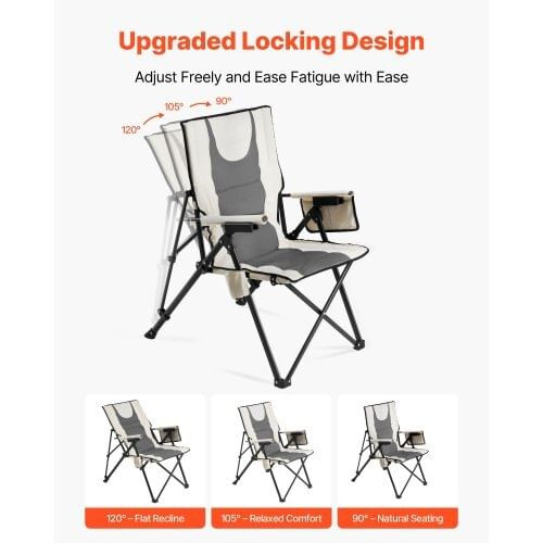 Folding Camping Chair, 3 Reclining Positions, Outdoor High Back Camping Chair, 260lbs Weight Capaci E415-PTTYGBTYRDXHFQV64002V0