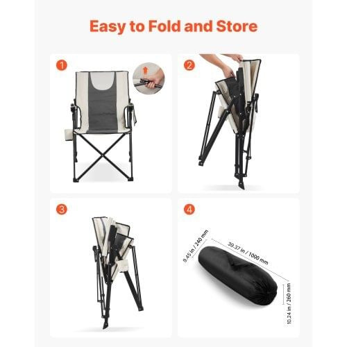 Folding Camping Chair, 3 Reclining Positions, Outdoor High Back Camping Chair, 260lbs Weight Capaci E415-PTTYGBTYRDXHFQV64002V0