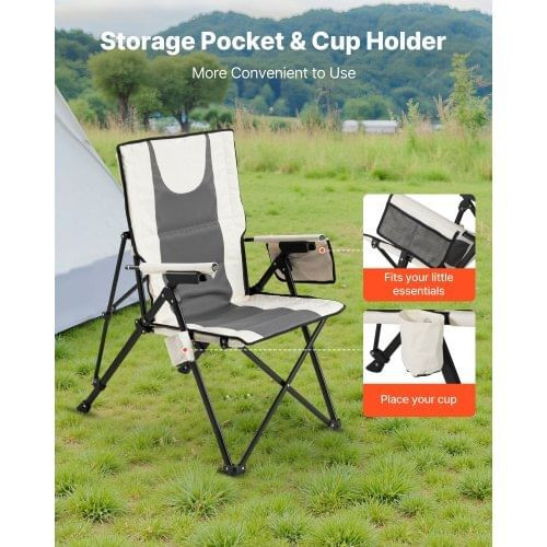 Folding Camping Chair, 3 Reclining Positions, Outdoor High Back Camping Chair, 260lbs Weight Capaci E415-PTTYGBTYRDXHFQV64002V0