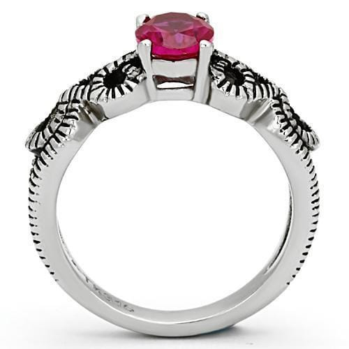 TK1112 - High polished (no plating) Stainless Steel Ring with AAA Grade CZ  in Ruby A874-TK1112