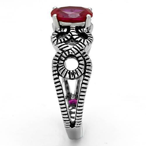 TK1112 - High polished (no plating) Stainless Steel Ring with AAA Grade CZ  in Ruby A874-TK1112