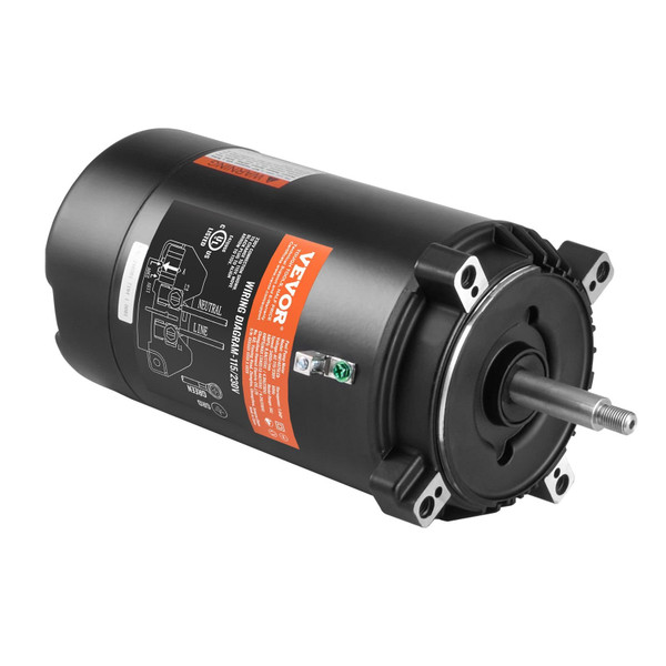 1 HP Pool Pump Motor, 56J Frame, 115V(9.8 Amps)/230V(4.9 Amps) 3450 RPM, 60Hz, 1.4 Service Factor,  E415-YCBDJ1HP56J2MBX4WV9