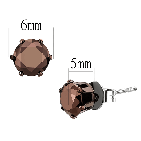 TK2587 - Two Tone IP Light Brown (IP Light coffee) Stainless Steel Earrings with AAA Grade CZ  in L A874-TK2587
