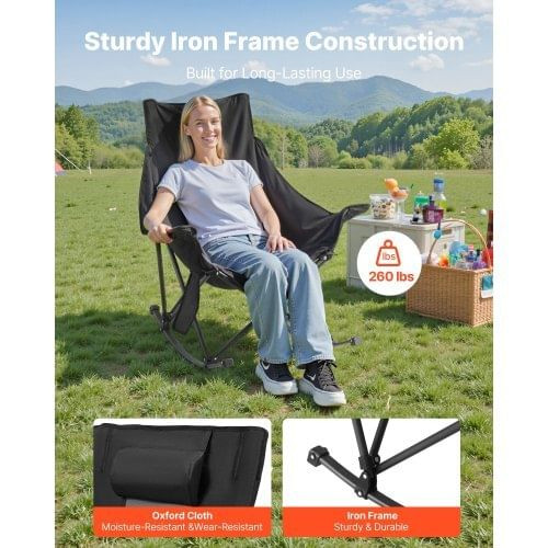 Heated Camping Chair, 3 Heating Settings, Large-Sized Padded Folding Rocker, Heavy Duty Outdoor Law E415-JRTYHHSYBTY03I03U002V9