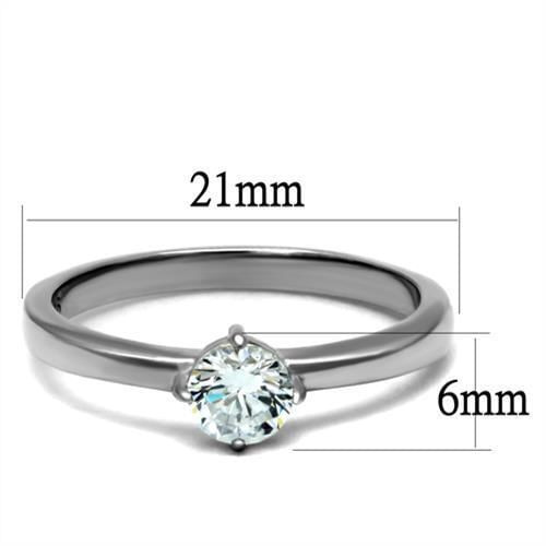 TK2903 - High polished (no plating) Stainless Steel Ring with AAA Grade CZ  in Clear A874-TK2903
