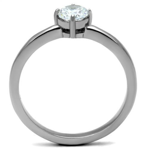 TK2903 - High polished (no plating) Stainless Steel Ring with AAA Grade CZ  in Clear A874-TK2903