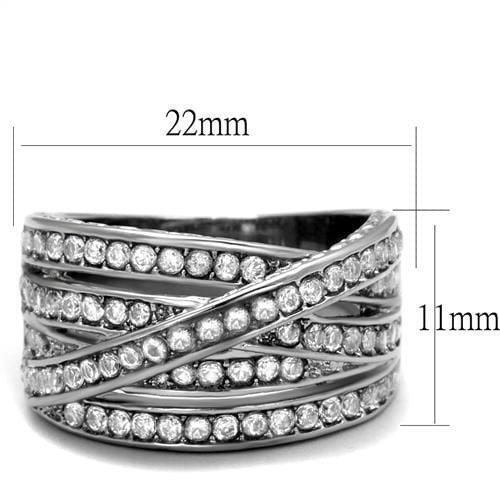 TK2096 - High polished (no plating) Stainless Steel Ring with AAA Grade CZ  in Clear A874-TK2096