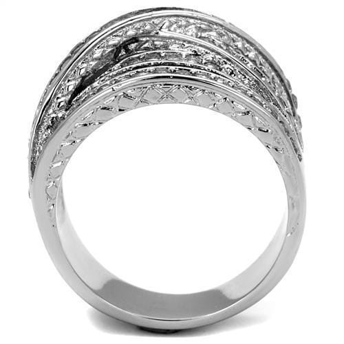 TK2096 - High polished (no plating) Stainless Steel Ring with AAA Grade CZ  in Clear A874-TK2096