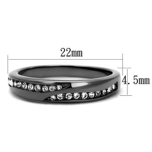 TK2751 - IP Light Black  (IP Gun) Stainless Steel Ring with Top Grade Crystal  in Clear A874-TK2751