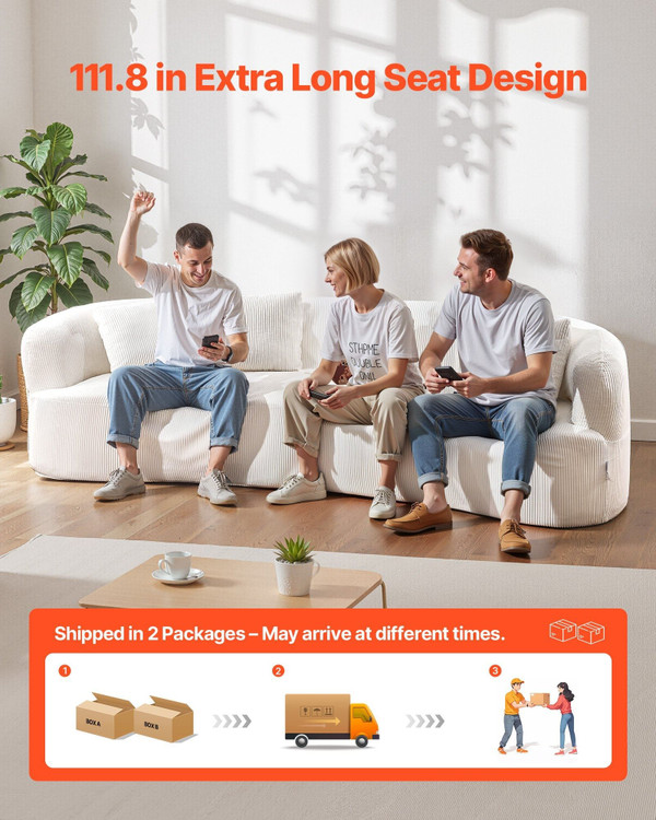 Luxury Modern Cloud Plush Sectional Sofa, 112" Curved Modular Couch with 4 Pillows - Oversized Deep E415-BYDRWSFYSHMY53LUV001V0