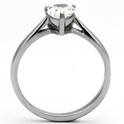 TK994 - High polished (no plating) Stainless Steel Ring with AAA Grade CZ  in Clear A874-TK994