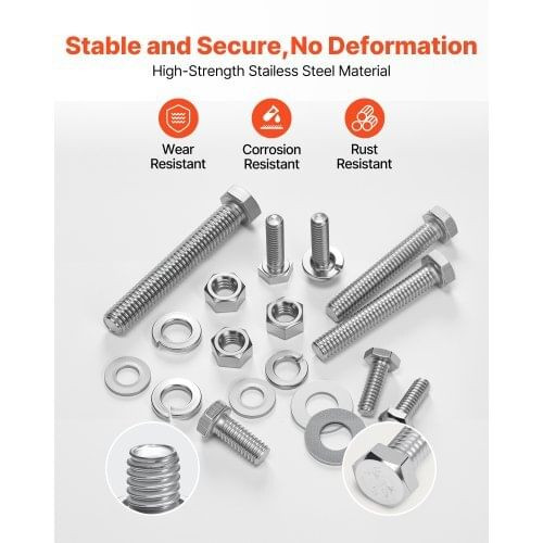 246 Pcs Bolts and Nuts Assortment Kit, Imperial Screws and Flat Washers, Stainless Steel 1/4-20,5/1 E415-LMHLSTZYZLJBGVF6F001V0