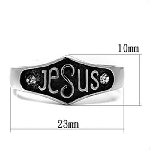 TK631 - High polished (no plating) Stainless Steel Ring with Top Grade Crystal  in Clear A874-TK631
