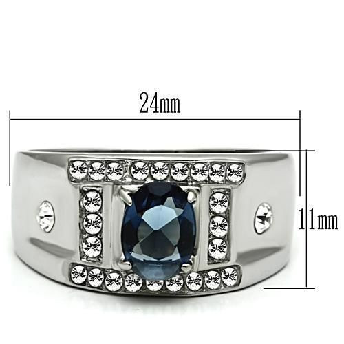 TK497 - High polished (no plating) Stainless Steel Ring with Synthetic Synthetic Glass in Montana A874-TK497