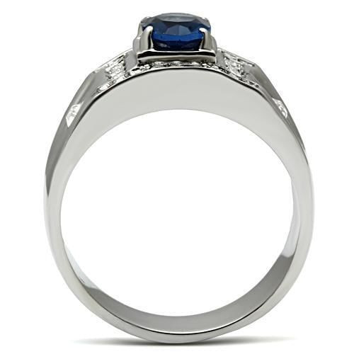 TK497 - High polished (no plating) Stainless Steel Ring with Synthetic Synthetic Glass in Montana A874-TK497