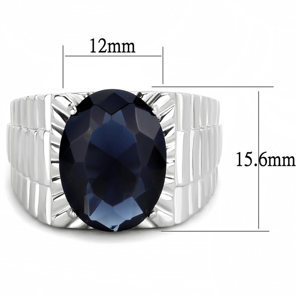 TK3461 - High polished (no plating) Stainless Steel Ring with Synthetic Synthetic Glass in Montana A874-TK3461