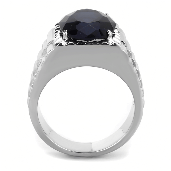 TK3461 - High polished (no plating) Stainless Steel Ring with Synthetic Synthetic Glass in Montana A874-TK3461
