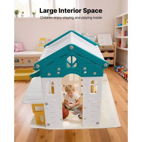 Outdoor Playhouse, Versatile Toddler Playground with Slide, Basketball, Telescope, Steering Wheel,  E415-SLKXWJCSL23MS6OXB001V0