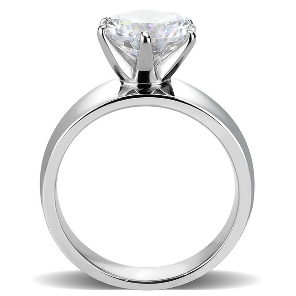 TK52004 - High polished (no plating) Stainless Steel Ring with AAA Grade CZ  in Clear A874-TK52004