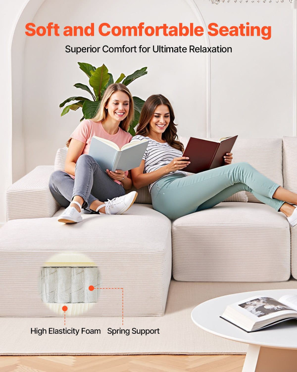 Modular Sectional Sofa, L Shaped Modular Sofa with Chaise, Cloud Sectional Couch with High Rebound  E415-ZHSSFLX100101C7P1V0