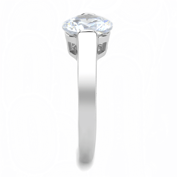 TK3432 - High polished (no plating) Stainless Steel Ring with AAA Grade CZ  in Clear A874-TK3432