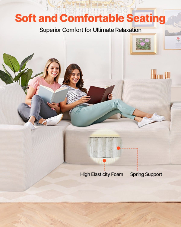 Modular Sectional Sofa, L Shaped Modular Sofa Deep Seat, Cloud Sectional Couch with High Rebound Sp E415-ZHSSFLX8191I4TEB7V0