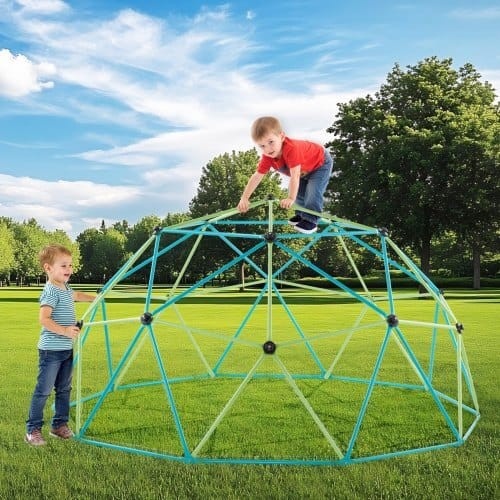 Climbing Dome, 10FT Geometric Dome Climber with Saucer Swing, 1000LBS Loading Kid's Jungle Gym Play E415-JHPDZJ10FTDXRXI22001V0