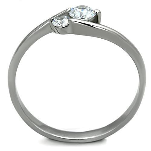 TK1544 - High polished (no plating) Stainless Steel Ring with AAA Grade CZ  in Clear A874-TK1544
