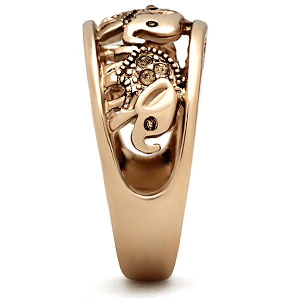 TK1380 - IP Rose Gold(Ion Plating) Stainless Steel Ring with Top Grade Crystal  in Citrine Yellow A874-TK1380