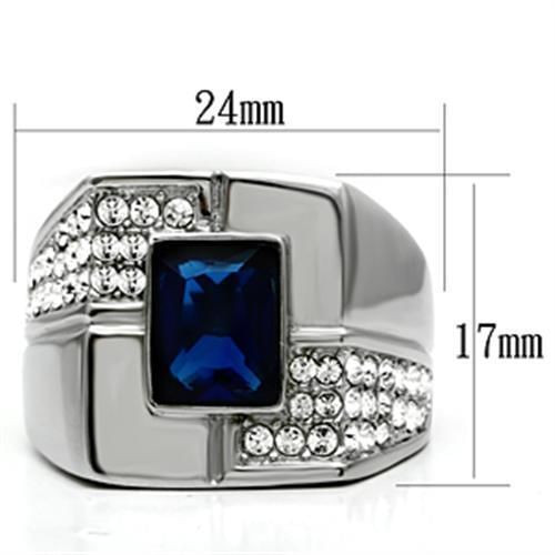 TK587 - High polished (no plating) Stainless Steel Ring with Synthetic Synthetic Glass in Montana A874-TK587