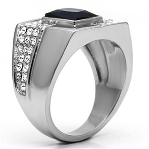 TK587 - High polished (no plating) Stainless Steel Ring with Synthetic Synthetic Glass in Montana A874-TK587