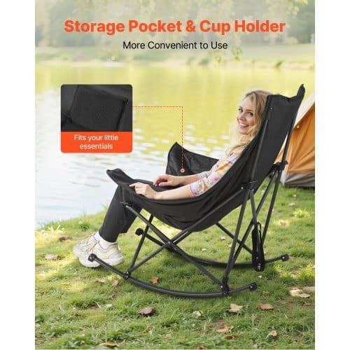 Rocking Camping Chair, Portable Folding Rocker, Heavy-Duty Lawn Chair Recliner with Cupholder & Poc E415-PTTYYBTYRDXHYKXNB002V0