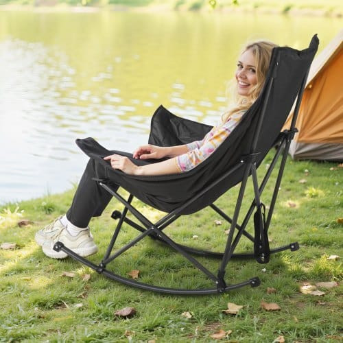 Rocking Camping Chair, Portable Folding Rocker, Heavy-Duty Lawn Chair Recliner with Cupholder & Poc E415-PTTYYBTYRDXHYKXNB002V0