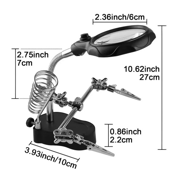 3.5X 12X Welding Auxiliary Clip Magnifier Electric Soldering Iron Circuit Board Welding Iron Magnif F640-3256806569761624