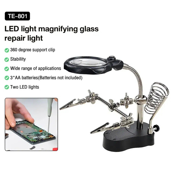 3.5X 12X Welding Auxiliary Clip Magnifier Electric Soldering Iron Circuit Board Welding Iron Magnif F640-3256806569761624