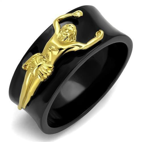 TK2240 - IP Gold+ IP Black (Ion Plating) Stainless Steel Ring with No Stone A874-TK2240