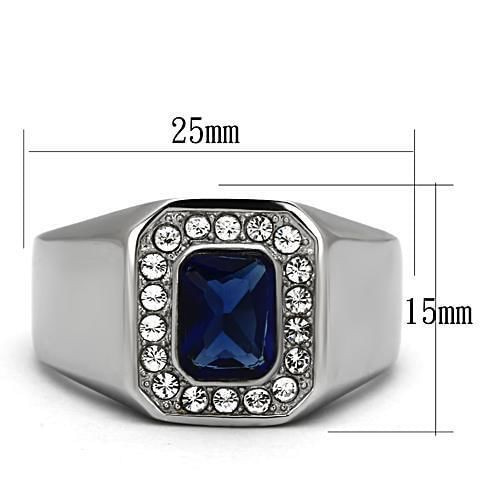 TK954 - High polished (no plating) Stainless Steel Ring with Synthetic Synthetic Glass in Montana A874-TK954