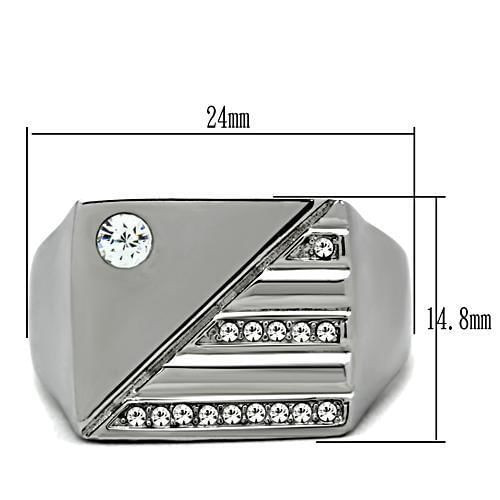 TK319 - High polished (no plating) Stainless Steel Ring with Top Grade Crystal  in Clear A874-TK319