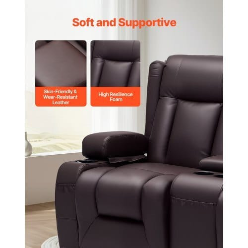 Loveseat Recliner Sofa, Manual Reclining Couch with Center Console, PU Faux Leather Recliner Sofa w E415-DDPYSRSFSDKD2FNYC001V0