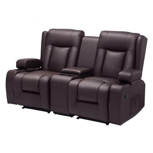 Loveseat Recliner Sofa, Manual Reclining Couch with Center Console, PU Faux Leather Recliner Sofa w E415-DDPYSRSFSDKD2FNYC001V0