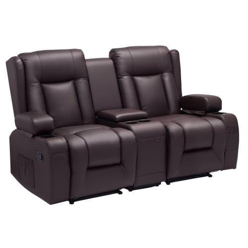 Loveseat Recliner Sofa, Manual Reclining Couch with Center Console, PU Faux Leather Recliner Sofa w E415-DDPYSRSFSDKD2FNYC001V0