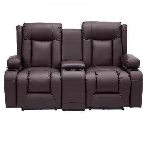 Loveseat Recliner Sofa, Manual Reclining Couch with Center Console, PU Faux Leather Recliner Sofa w E415-DDPYSRSFSDKD2FNYC001V0