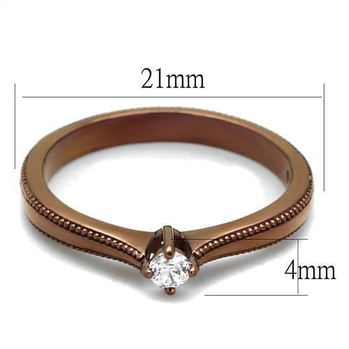 TK2610 - IP Coffee light Stainless Steel Ring with AAA Grade CZ  in Clear A874-TK2610