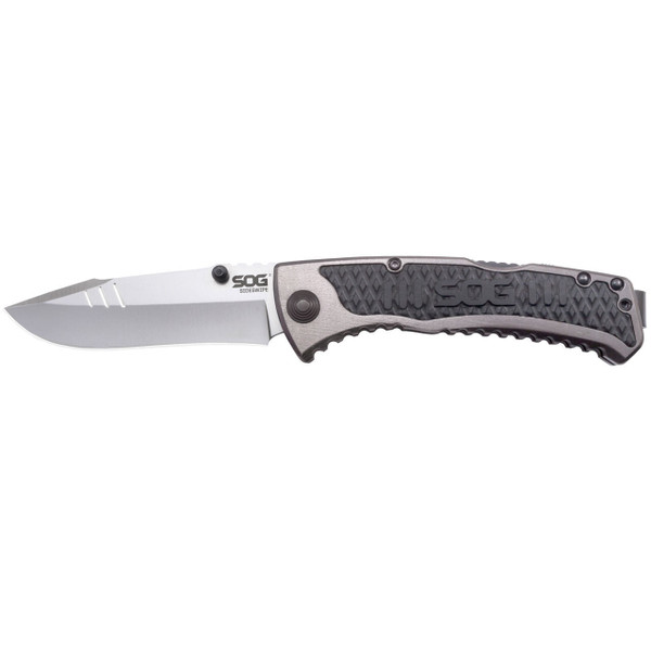SOG Sideswipe Assisted Folding Knife 3.4" Clip Point Blade Aluminum Handles with GRN Inserts M119-SW1011CP