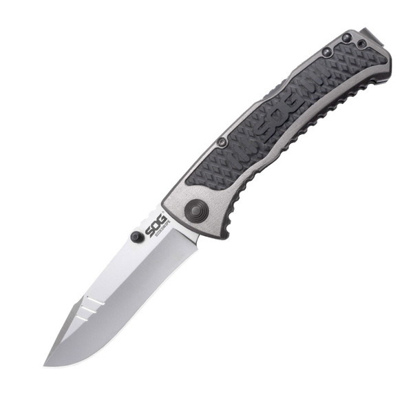 SOG Sideswipe Assisted Folding Knife 3.4" Clip Point Blade Aluminum Handles with GRN Inserts M119-SW1011CP