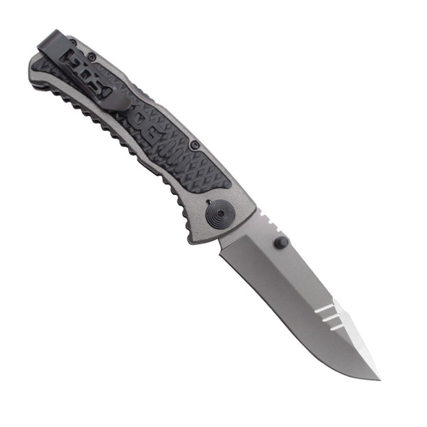 SOG Sideswipe Assisted Folding Knife 3.4" Clip Point Blade Aluminum Handles with GRN Inserts M119-SW1011CP