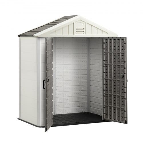 Outdoor Storage Shed, 4x8 Ft, Heavy-Duty Resin Tool Shed, with Reinforced Floor, Skylight, Lockable E415-JDK48YC00000LT3XM001V0
