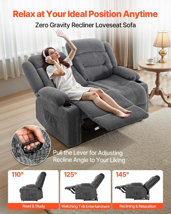Loveseat Recliner Sofa, Manual Reclining Couch with Heating and Massage, Soft Corduroy Recliner Sof E415-DDBYSRSFSDKDYO29Y001V1