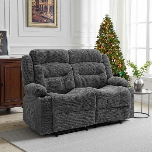 Loveseat Recliner Sofa, Manual Reclining Couch with Heating and Massage, Soft Corduroy Recliner Sof E415-DDBYSRSFSDKDYO29Y001V1