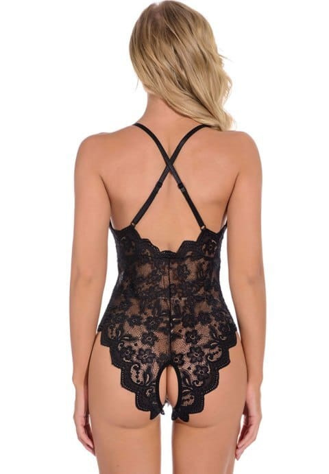 Seductive Lace Teddy with Strappy Detail H721-YRP8039BK-AA